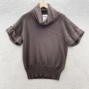 Tubino Sweater Brown Knit Merino Wool Blend Short Sleeve Cowl Italy